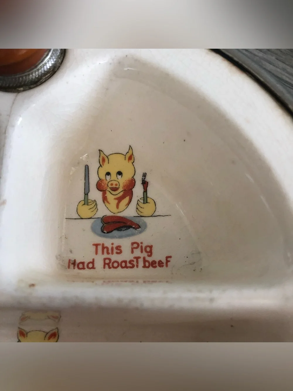 Antique (?) Three Little Pigs Child’s Warming Dish Vintage